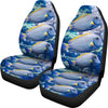 Grey And Yellow Tang Fish Print Car Seat Covers