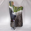 Grey Newfoundland Dog Print Hooded Blanket