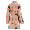 Cute French Bulldog Pattern Print Women's Bath Robe