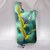 Blue And Yellow Macaw Parrot Print Hooded Blanket