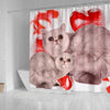 Exotic Shorthair Cat On Red Print Shower Curtains
