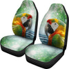 Red And Green Macaw Print Car Seat Covers