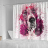 Basset Hound Dog Painting Print Shower Curtains