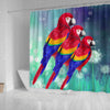 Scarlet Macaw Parrot Print Shower Curtains