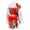 Beagle On White Print Women's Bath Robe