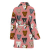 Pit Bull Dog Pattern Print Women's Bath Robe