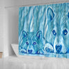 Snowy Shiba Inu Dog Print Shower Curtains