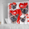 Siamese Cat On Red Print Shower Curtains