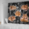 Djungarian Hamster On Black Print Shower Curtains