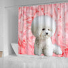 Bichon Frise On Pink Print Shower Curtains