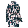 Border Collie Dog In Lots Print Women's Bath Robe