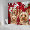 Yorkshire Terrier On Red Print Shower Curtains