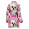 Shih Tzu On Pink Print Women's Bath Robe