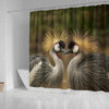 Grey Crowned Crane Bird Print Shower Curtains