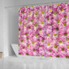 Pink Daisy Flower Print Shower Curtains