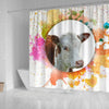 Colorful Hereford Cattle (Cow) Print Shower Curtain