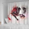 St. Bernard Dog Watercolor Art Print Shower Curtains