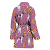 Rat Terrier Dog On Pizza Print Women's Bath Robe