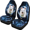 West Highland White Terrier On Blue Print Car Seat Covers