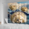 Pomeranian Dog Print Shower Curtains