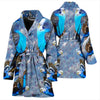 Blue Budgie Bird Print Women's Bath Rob