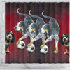 Bluetick Coonhound Playing football Print Shower Curtain