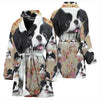 Cute Japanese Chin Dog Floral Print Women's Bath Robe