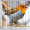 Japanese Robin Bird Print Shower Curtains