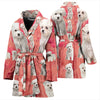 Maltese Dog On Pink Print Women's Bath Robe