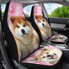 Akita Dog On Pink Print Car Seat Covers