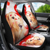 Golden Retriever With Heart Print Car Seat Covers