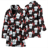 Maltese Dog Heart Pattern Print Women's Bath Robe