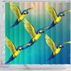 Blue And Yellow Macaw Parrot Print Shower Curtains