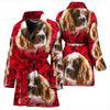 Cavalier King Charles Spaniel On Rose Print Women's Bath Robe