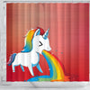 Rainbow Unicorn Print Shower Curtain