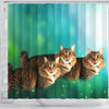 Cute American Bobtail Cat Print Shower Curtains