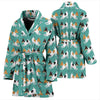 Toy Fox Terrier Dog Hearts Pattern Print Women's Bath Robe