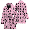 Black Labrador On Pink Print Women's Bath Robe