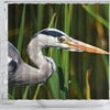 Grey Heron Bird Print Shower Curtains