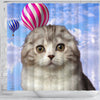 Cute Scottish Fold Cat Print Shower Curtains