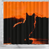 Cat Shadow Print Shower Curtain