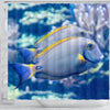 Grey And Yellow Tang Fish Print Shower Curtain