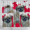 Tibetan Spaniel Print On Red Puzzle Shower Curtain