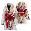 Pembroke Welsh Corgi On White Print Women's Bath Robe