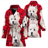 West Highland White Terrier On Rose Print Women's Bath Robe