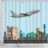 Happy Cats Print Shower Curtain