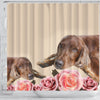 Irish Setter With Rose Print Shower Curtain