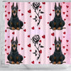 Doberman Pinscher With Rose Print Shower Curtain