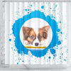 Cute Papillon Dog Print Shower Curtain