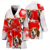 Beagle On White Print Women's Bath Robe